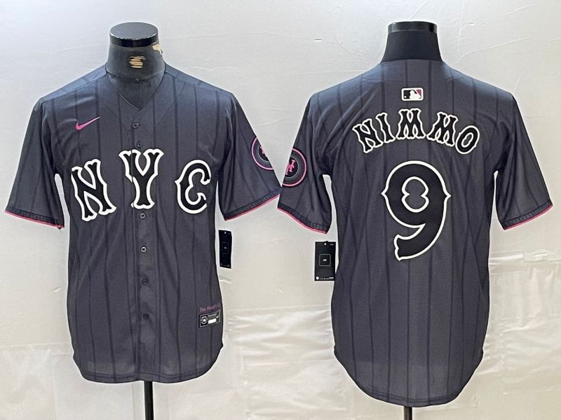 Men New York Mets #9 Nimmo Black City Edition 2024 Nike MLB Jersey style 2->new york mets->MLB Jersey